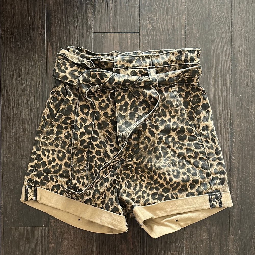 Express High Waist Brown and Black Shorts